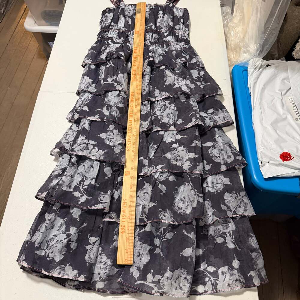 Current Air Tiered Dark Navy Floral Dress Small - Picture 7 of 8